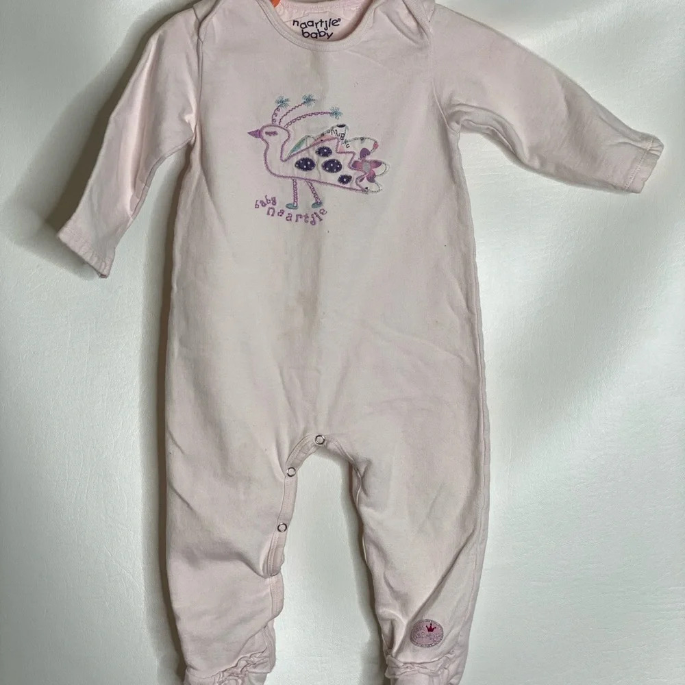 Naartjie baby girls pink peacock romper 12-18m